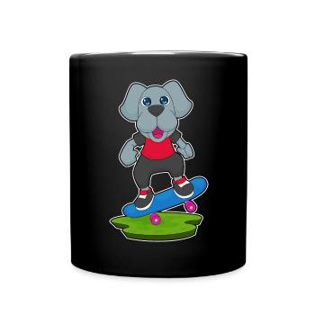 Hund Skater Skateboard - Tasse einfarbig - Schwarz - Vorne