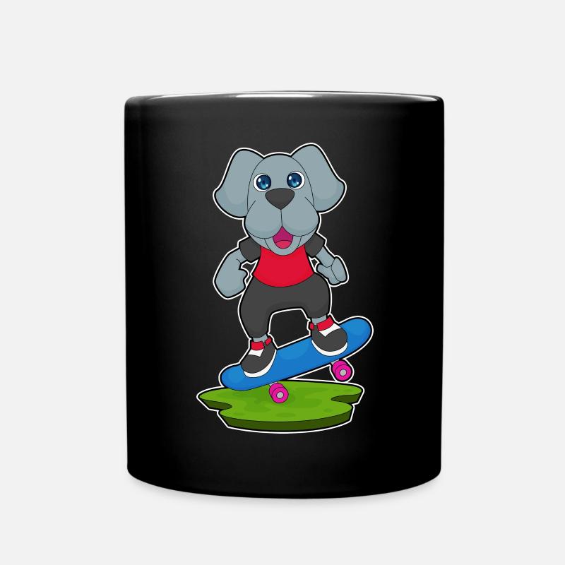 Hund Skater Skateboard - Tasse einfarbig - Schwarz
