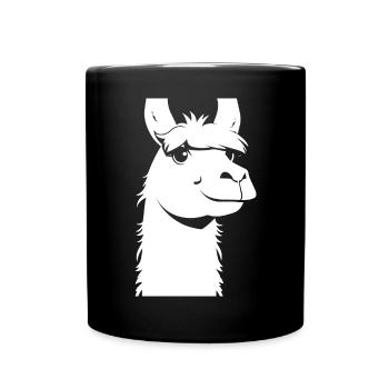 Lustige Lama-Silhouette Freche Spaß-Lamas - Tasse einfarbig - Schwarz - Vorne