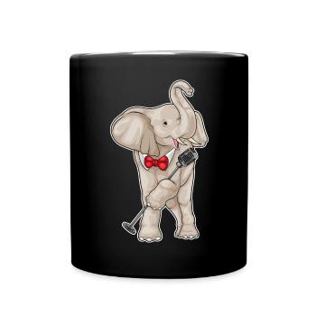 Elephant Singer Microphone Singing - Full Colour Mug - black - Front