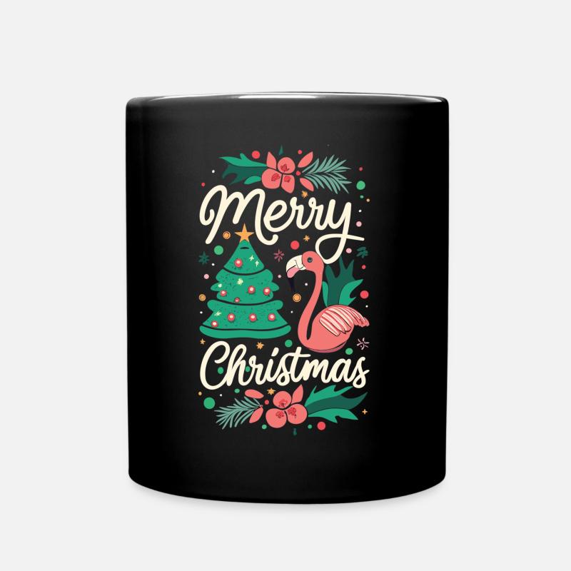 Flamingo zur Weihnachtszeit - Unvergesslich Feier - Tasse einfarbig - Schwarz