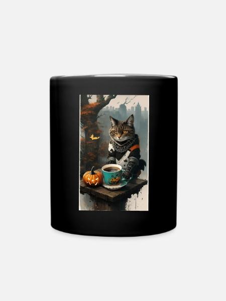 Cat dressed halloween - Full Colour Mug - black