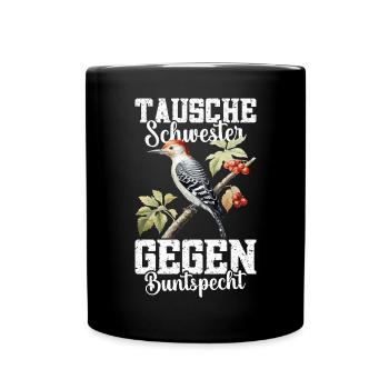 Specht Vogelfreund Ornithologe Buntspechtliebhaber - Tasse einfarbig - Schwarz - Vorne