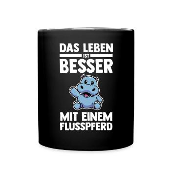 Nilpferd Flusspferd - Tasse einfarbig - Schwarz - Vorne