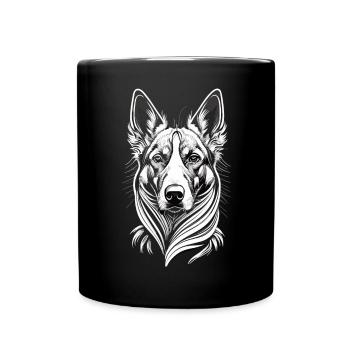 Schwarz Weißer Schäferhund - Eleganz im Detail - Tasse einfarbig - Schwarz - Vorne