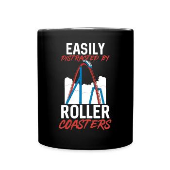 Roller Coaster Roller Coaster Amusement Park - Full Colour Mug - black - Front