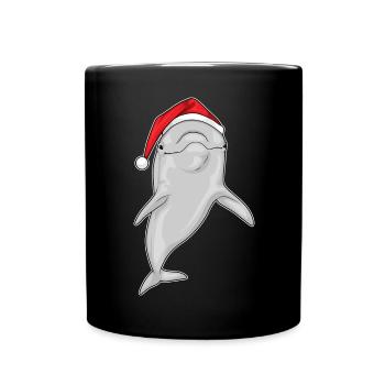 Dolphin Christmas Santa Hat - Full Colour Mug - black - Front
