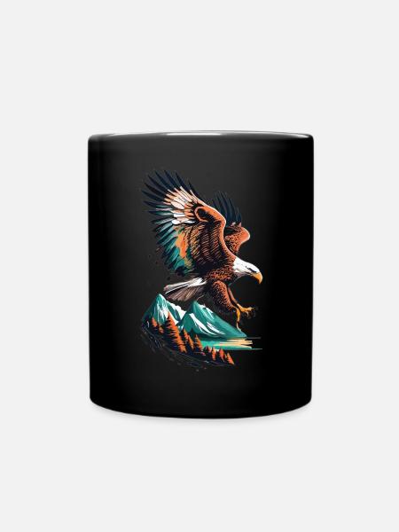 Aigle et paysage de montagne en harmonie - Mug uni - noir