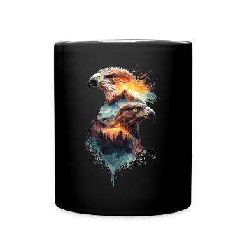 The Freedom of the Sky: Eagles and Mountain Landscape - Full Colour Mug - black - Front