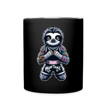 Traditionelles Muay Thai Faultier Thai Boxen - Tasse einfarbig - Schwarz - Vorne