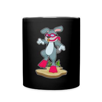 Rabbit Diver Swimming Goggles Diving - Full Colour Mug - black - Front