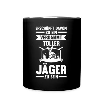 Hasenjäger Hasenjagd Kaninchenjagd Jäger - Tasse einfarbig - Schwarz - Vorne