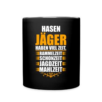 Hasenjäger Hasenjagd Kaninchenjagd Jäger - Tasse einfarbig - Schwarz - Vorne