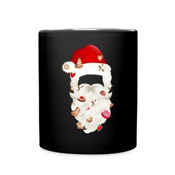 Santa Claus beard studded with Christmas cookies - Full Colour Mug - black - Front