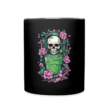 Gothic Skull mit Gift Cocktail Halloween Design - Tasse einfarbig - Schwarz - Vorne