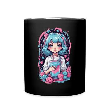 Anime Girl Kawaii Gothic Milkshake Pastel Design - Tasse einfarbig - Schwarz - Vorne