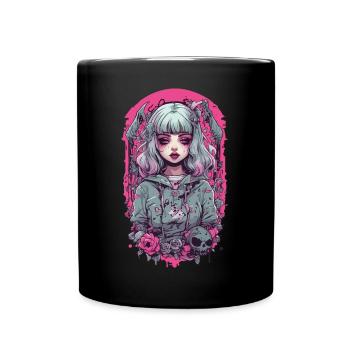 Okkultes Goth Girl Pastel Gothik Design - Tasse einfarbig - Schwarz - Vorne
