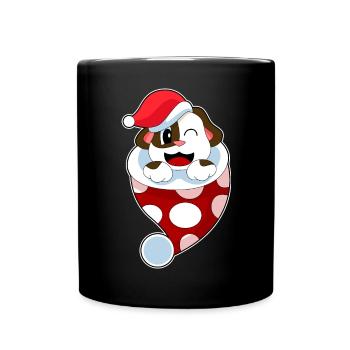 Dog Christmas Christmas Sock - Full Colour Mug - black - Front