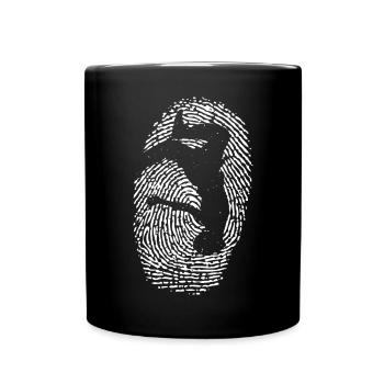 Silhouette de la main en cercle d’empreintes digitales - Mug uni - noir - Devant