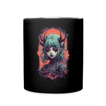 Gothic Demons Girl Victorian Style Design - Full Colour Mug - black - Front