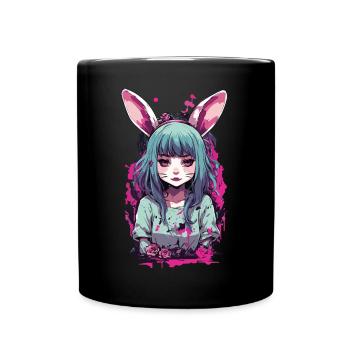 Kemonomimi Bunny Anime Pastel Goth Kawaii Girl - Full Colour Mug - black - Front