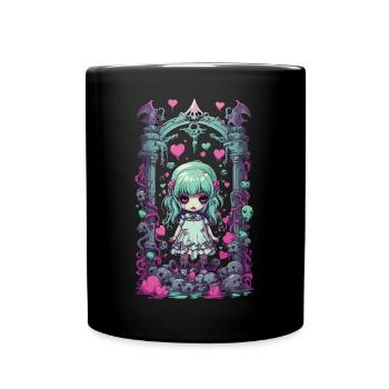 Kawaii Pastel Gothique Goth Fille Anime Design - Mug uni - noir - Devant