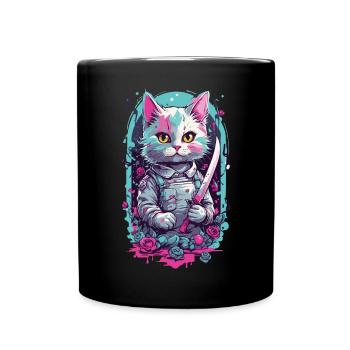 Chat Goth Kawaii avec Katana Warrior Cats - Mug uni - noir - Devant