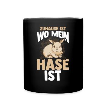 Kaninchen Hase - Tasse einfarbig - Schwarz - Vorne