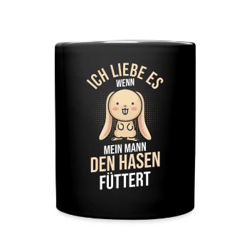 Kaninchen Hase - Tasse einfarbig - Schwarz - Vorne