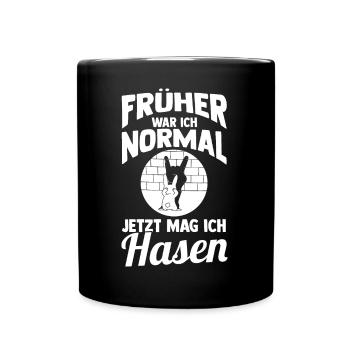Kaninchen Hase - Tasse einfarbig - Schwarz - Vorne