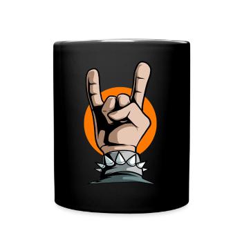 Heavy Classic Rock Rock & Roll Teufelsgruß Rocker - Tasse einfarbig - Schwarz - Vorne
