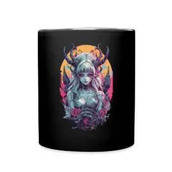 Occult Aesthetic Gothic Girl Underworld Design - Full Colour Mug - black - Front