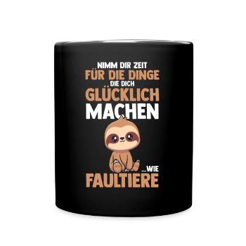 Faultier - Tasse einfarbig - Schwarz - Vorne