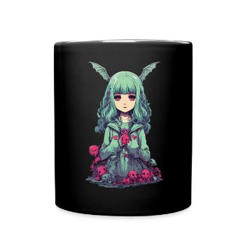 Goth Pastel démon kawaii gothique Anime fille - Mug uni - noir - Devant