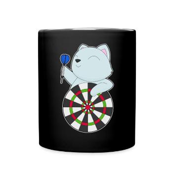 Katze Dart Dartpfeil Dartscheibe - Tasse einfarbig - Schwarz - Vorne