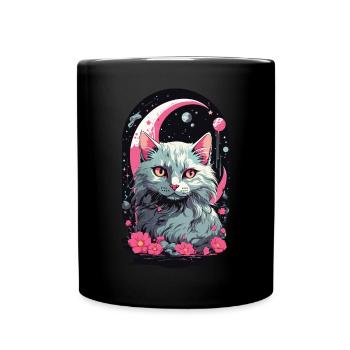 Gothic Pastel Magische Katze Nacht Aesthetic - Tasse einfarbig - Schwarz - Vorne