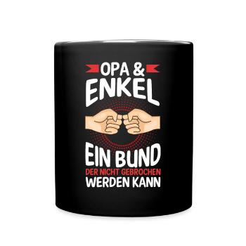 Großvater Opa und Enkel - Tasse einfarbig - Schwarz - Vorne