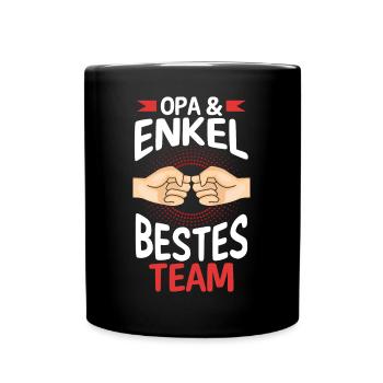 Großvater Opa und Enkel - Tasse einfarbig - Schwarz - Vorne
