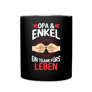 Großvater Opa und Enkel - Tasse einfarbig - Schwarz - Vorne
