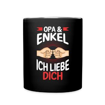 Großvater Opa und Enkel - Tasse einfarbig - Schwarz - Vorne