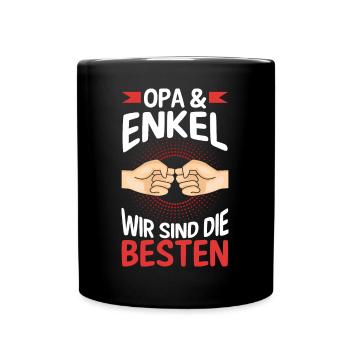 Großvater Opa und Enkel - Tasse einfarbig - Schwarz - Vorne