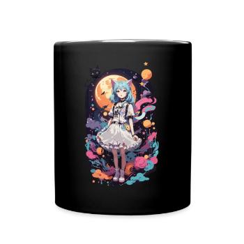 Kemonomimi Cats Girl Kawaii Anime Goth eGirl - Full Colour Mug - black - Front