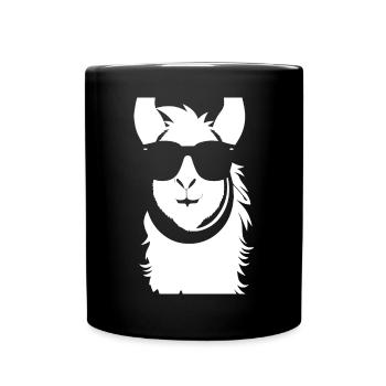 Lama drôle portant des lunettes de soleil Lamas cool - Mug uni - noir - Devant