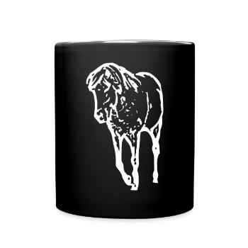 Cheval Blanc Chevaux Blancs T-shirt Cadeau Cavalier - Mug uni - noir - Devant