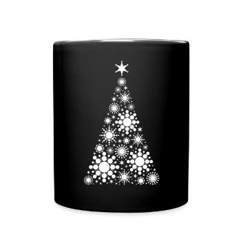 Tannenbaum / Weihnachtsbaum aus Kreisen - Tasse einfarbig - Schwarz - Vorne