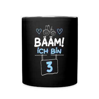 Bääm Ich Bin 3 Traktor - Tasse einfarbig - Schwarz - Vorne