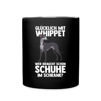 Hund Whippet - Tasse einfarbig - Schwarz - Vorne