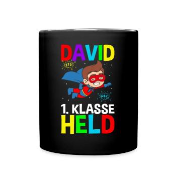 Schoolchild David 1st Grade Hero - Full Colour Mug - black - Front