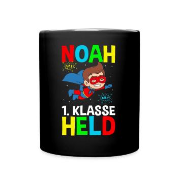Schoolchild Noah 1st Grade Hero - Full Colour Mug - black - Front