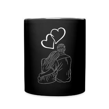 Couple Love Heart Silhouette - Full Colour Mug - black - Front